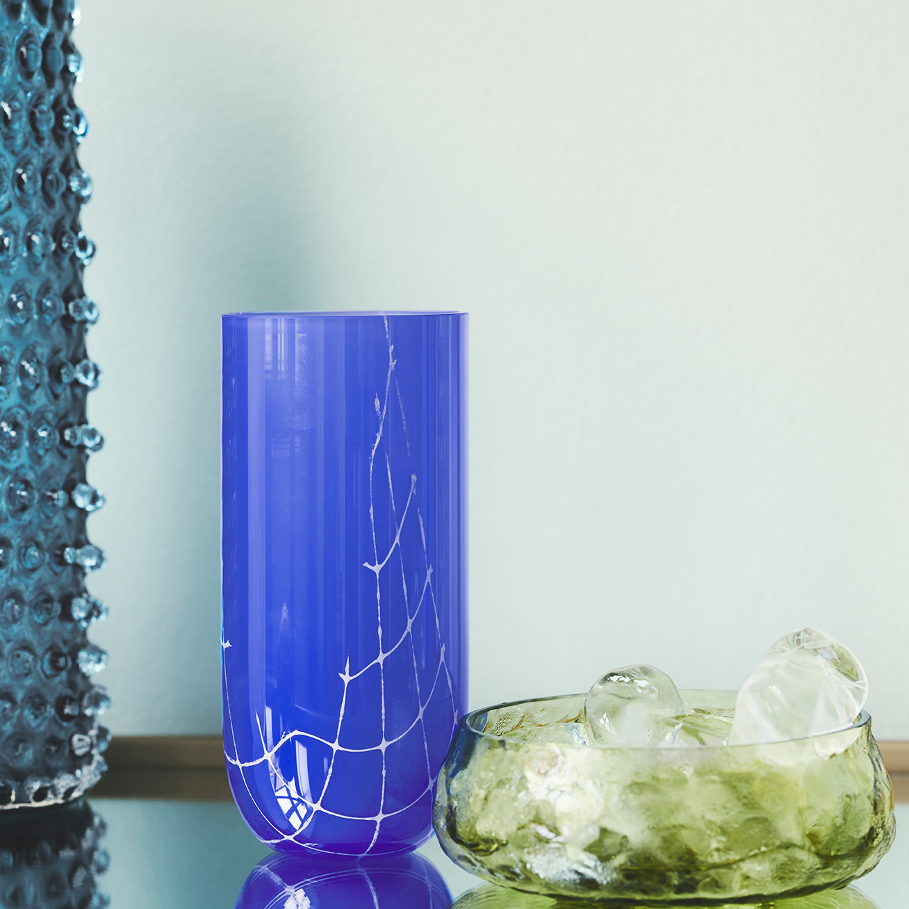 Kodanska Flow Højt Glas Water Glass Blue W. Print