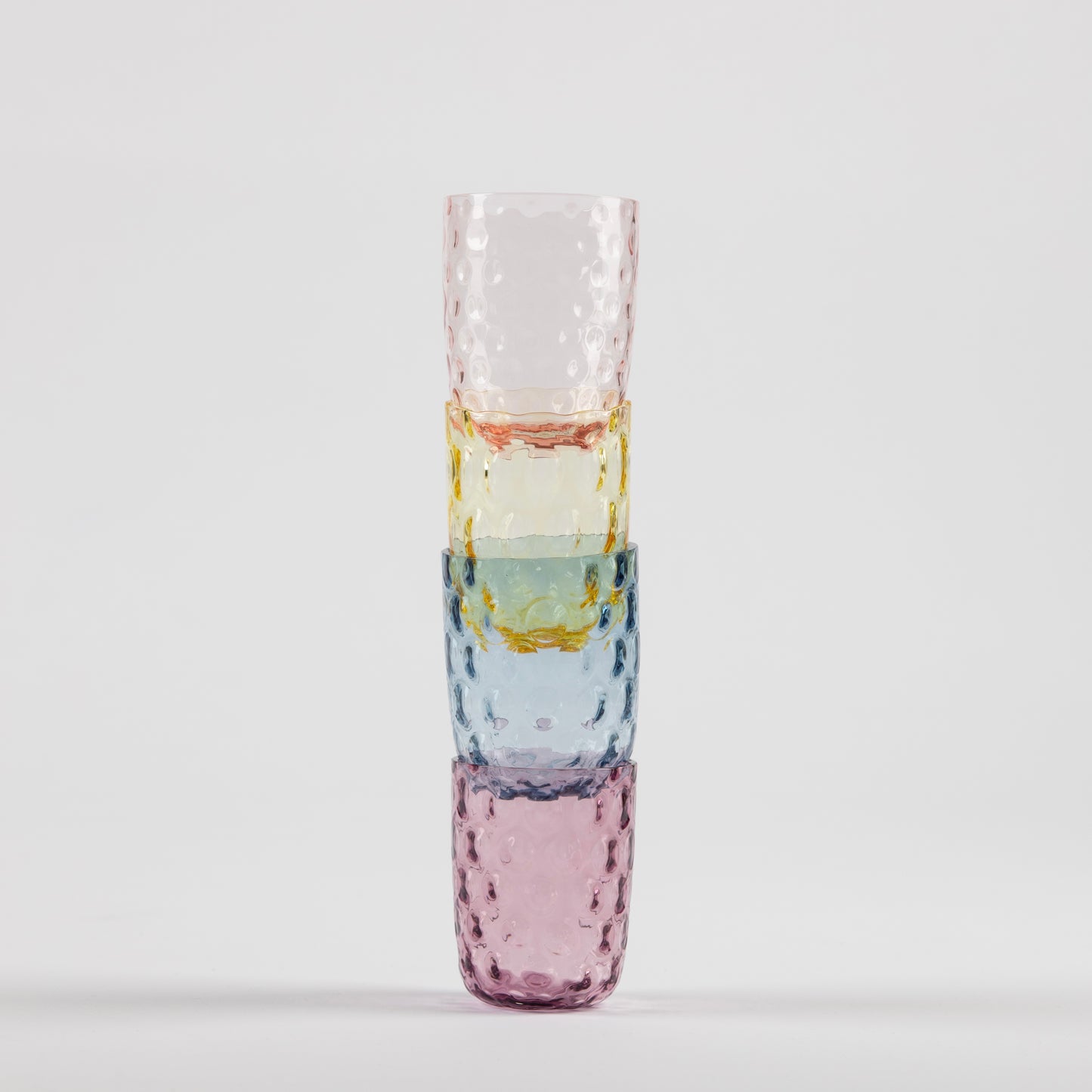 Kodanska Danish summer tumbler, 4pc Water Glass Pink, Yellow, Purple, Blue Smoke