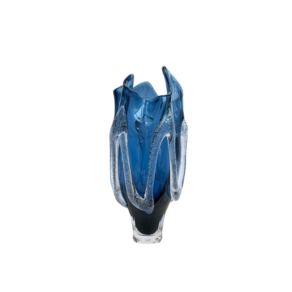 Kodanska Faith Vase 02 Art, 35cm Vase Blue Smoke W/Sand Art Denmark