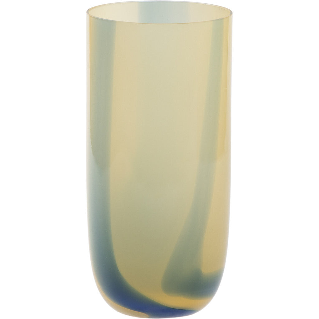 Kodanska Flow Højt Glas Water Glass Beige w. Blue Stripes