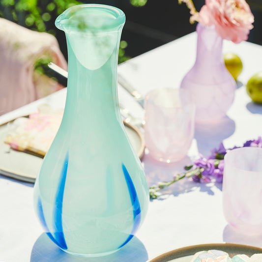 Kodanska Flow Karaffel Carafe / Vase Beige w. Blue Stripes