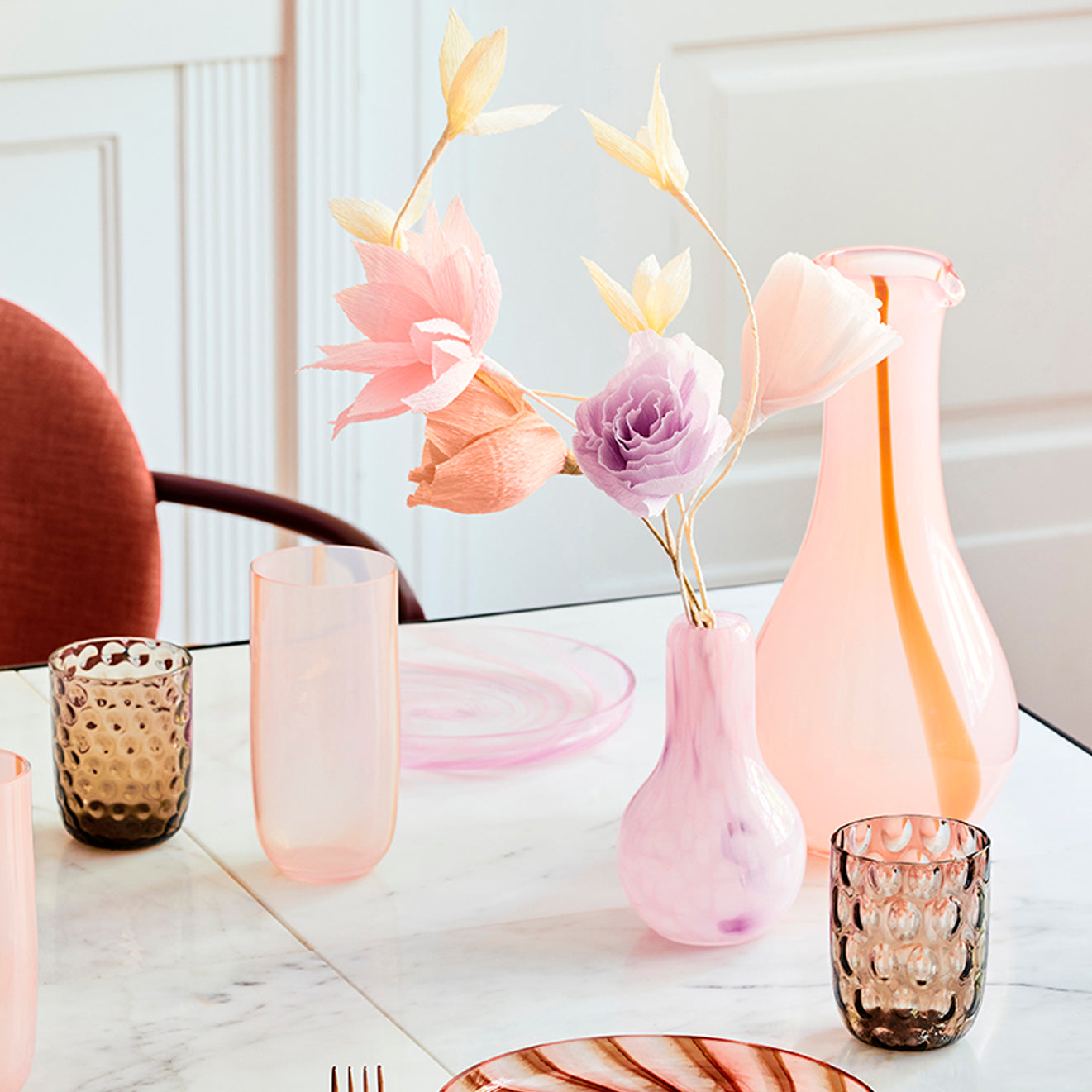 Kodanska Flow Vase Mini Vase Pink W. Pink Stripes