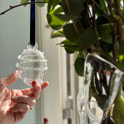 Kodanska Seasons in Glass Ornament Ornament Clear w. Spiral Sand Art DK