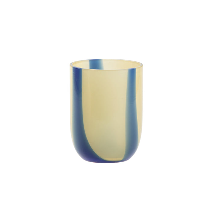 Kodanska Flow Glas Water Glass Beige w. Blue Stripes
