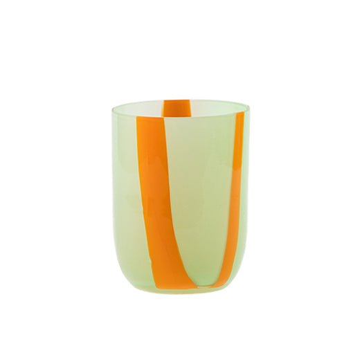 Kodanska Flow Glas Water Glass Green W. Orange Stripes